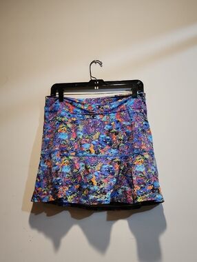 Vibrant Blue Multicolor Circle Skirt - Skater Silhouette